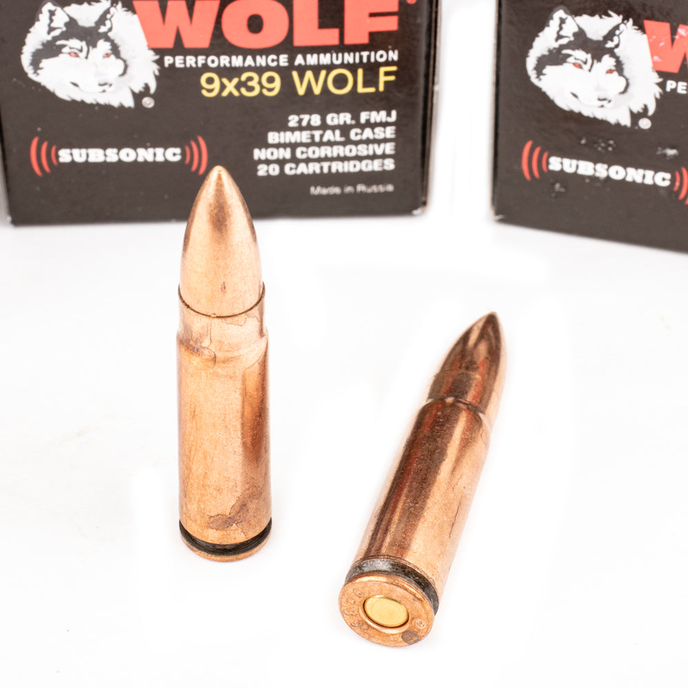 Wolf Performance 9x39mm 278gr FMJ Subsonic Rifle Ammo - 100 Rounds (5 Boxes of 20)