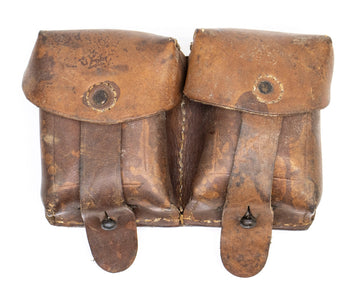 Leather Mauser 2-Cell Ammo Pouch - Good Surplus Condition