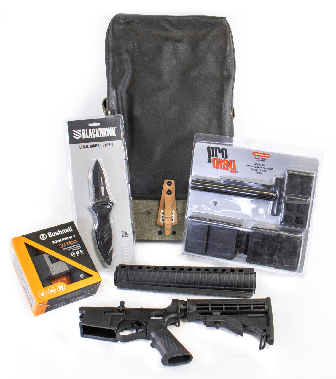 ET Arms PlumCrazy Gen II Complete Lower Receiver w/ M4 Buttstock - Includes RPG Backpack, Bushnell Binoculars, M4 Upper & Lower Handguard, Blackhawk Knife and AR-15 Receiver Vise Set