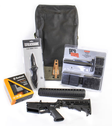 ET Arms PlumCrazy Gen II Complete Lower Receiver w/ M4 Buttstock - Includes RPG Backpack, Bushnell Binoculars, M4 Upper & Lower Handguard, Blackhawk Knife and AR-15 Receiver Vise Set