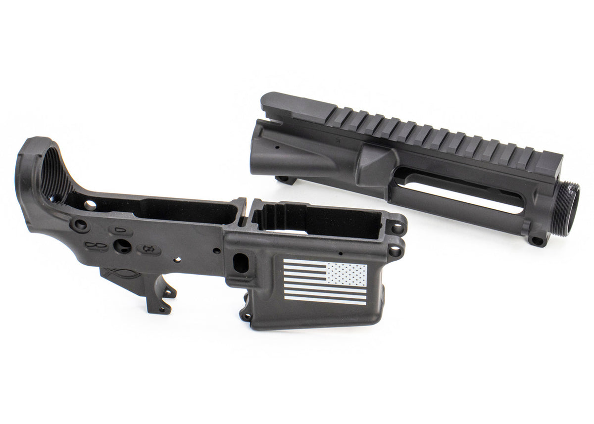 FosTecH Tech-15 Combo Stripped Lower and Upper Receiver Match Set (Black)