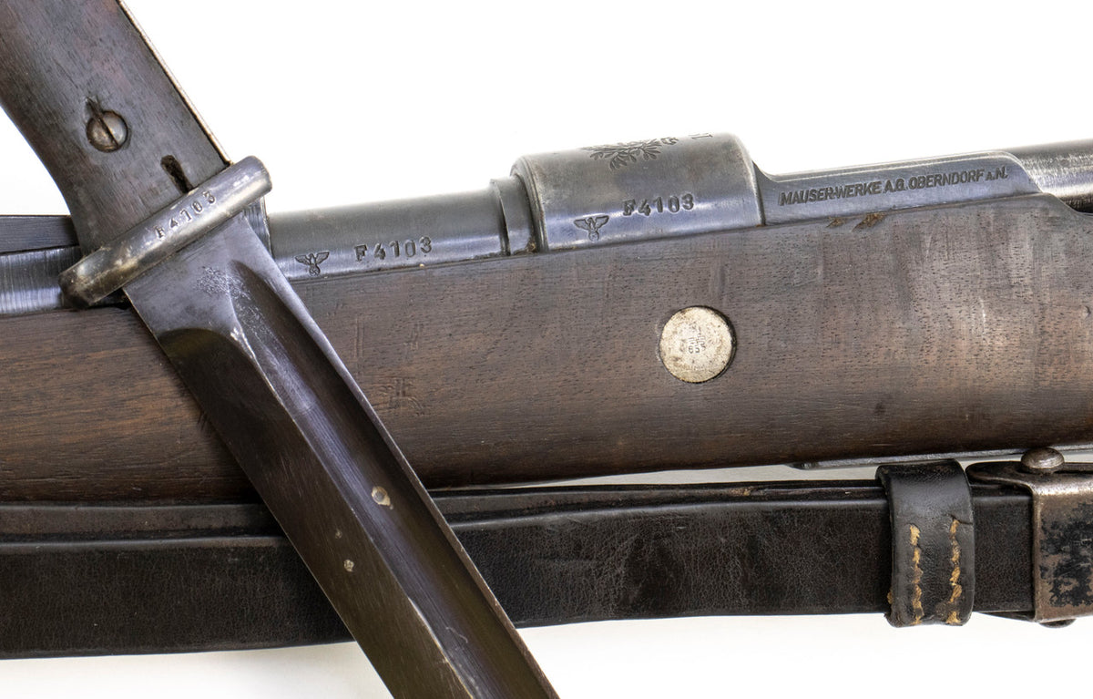 German Kar98k M937B 8mm WWII (Portuguese Contract) Mauser - Matching Bayonet and Serial Number F4103