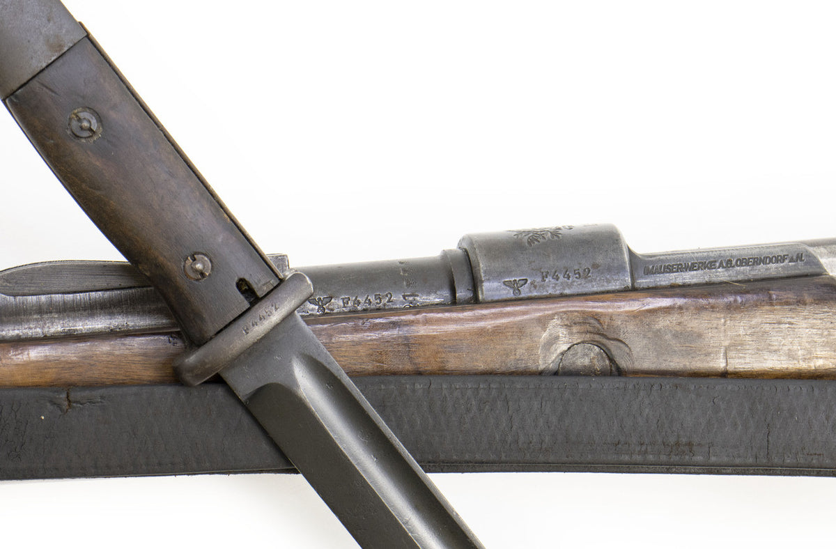 German Kar98k M937B 8mm WWII (Portuguese Contract) Mauser - Matching Bayonet and Serial Number F4452
