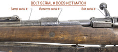 German-Portuguese K98 M937B Mauser Rifle - Historical 8mm Collector's Piece with Crest - Non-Matching Bolt