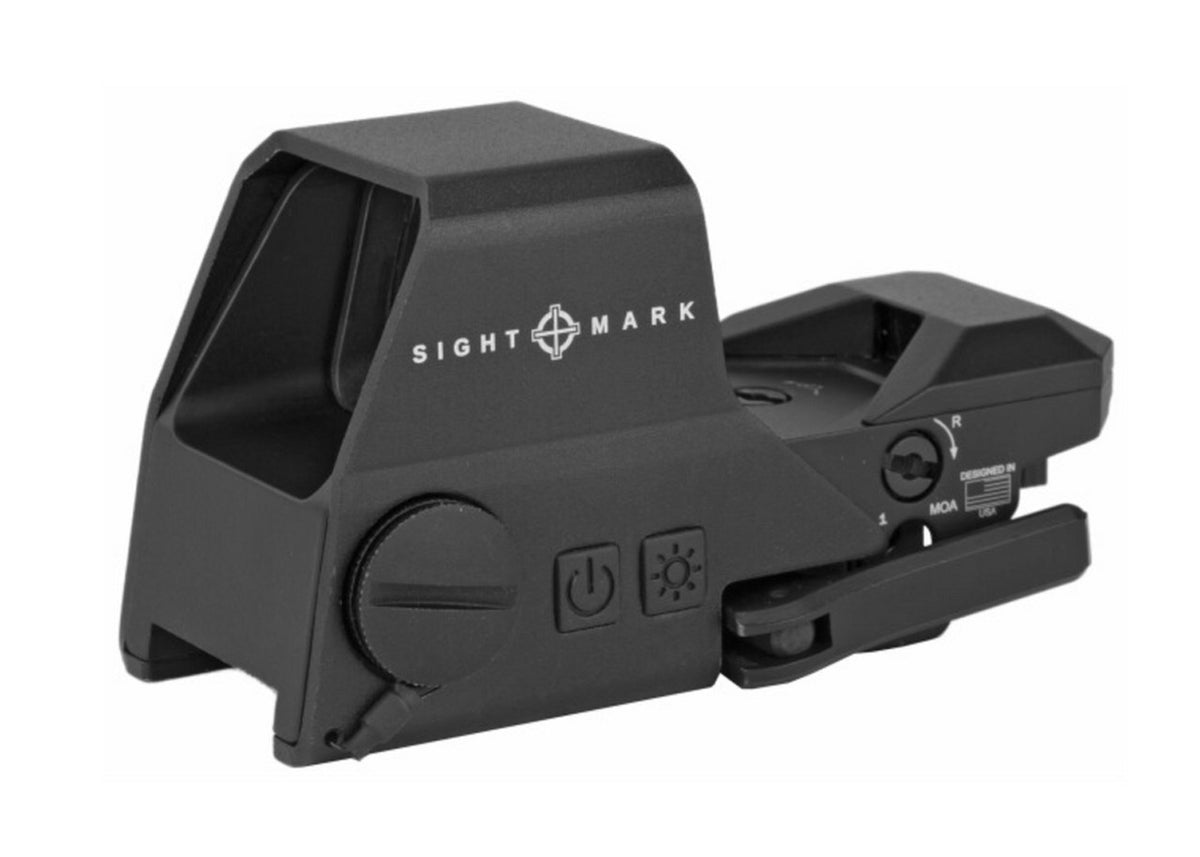 Sightmark Ultra Shot R-Spec Reflex Sight Red/Green Multi-Reticle 1 MOA Adjustment CR123A Battery Picatinny QD Mount Aluminum Housing Matte Black Finish