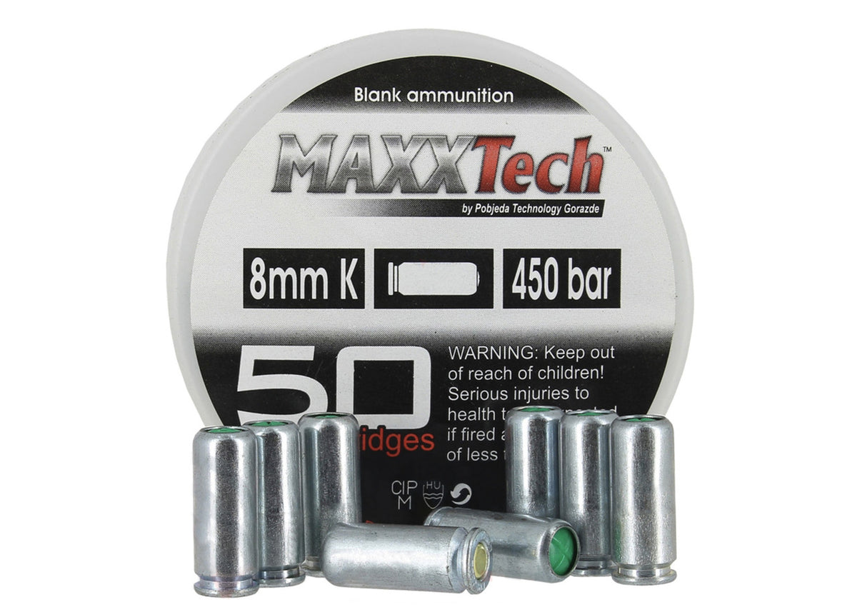 MAXXTech 8mm K Blank Cartridges – 50 Round Box