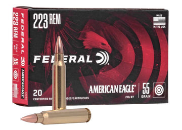 Federal 223 Rem 55 gr. American Eagle  Full Metal Jacket Boat Tail (FMJBT) 1 Box Of 20