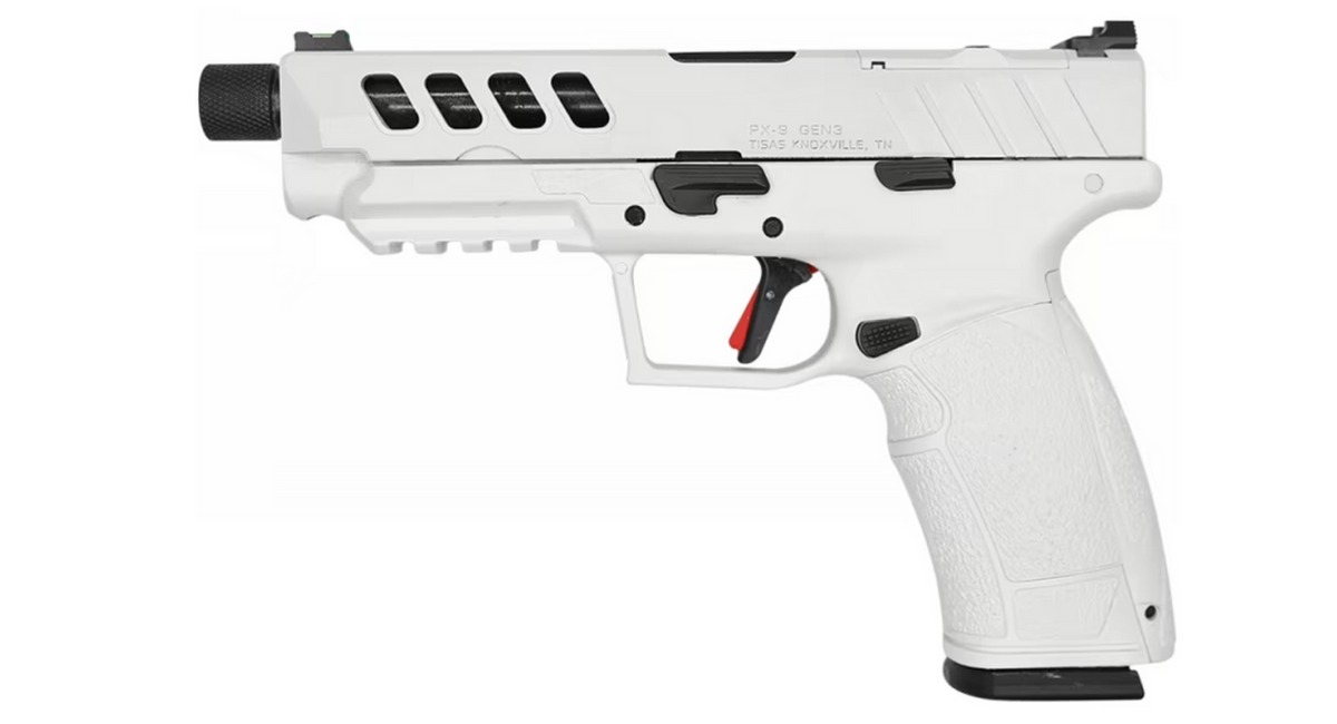 9mm 5.1" Hand Gun, White Finish, 18rd/20rd, Slide cuts and Optic Cut RMR