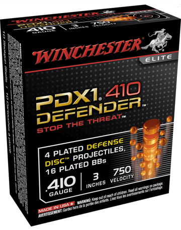 Winchester Ammo S413PDX1 PDX1 Defender Combo 410 Gauge 3" 750 fps 4 Defense Discs, 16 BBs Shot 10 Bx/10 Cs