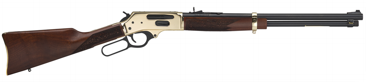 Henry Side Gate Lever Action 30-30 Win. with 5+1 Capacity, 20" Blued Barrel, Polished Brass Metal Finish & American Walnut Stock, Right Hand (Full Size)