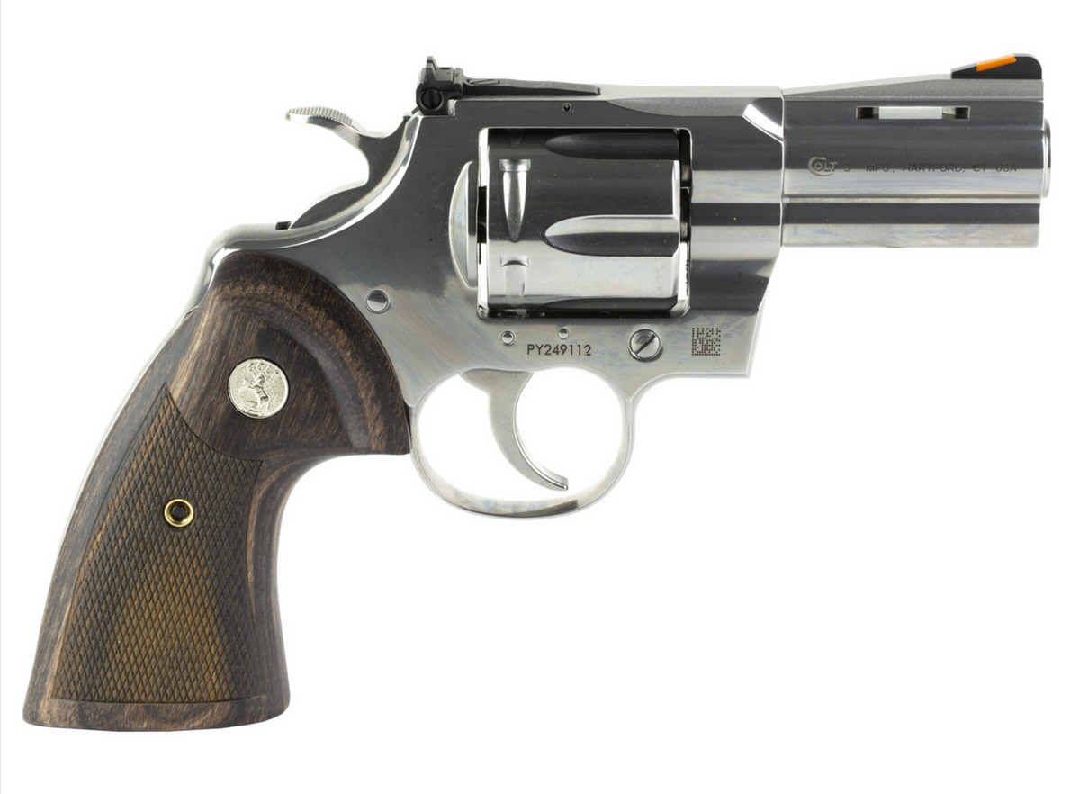Colt Python 357 Magnum Revolver Recessed Target and Vent Rib w/ Walnut & Colt Medallion Grip  - 3" Barrel