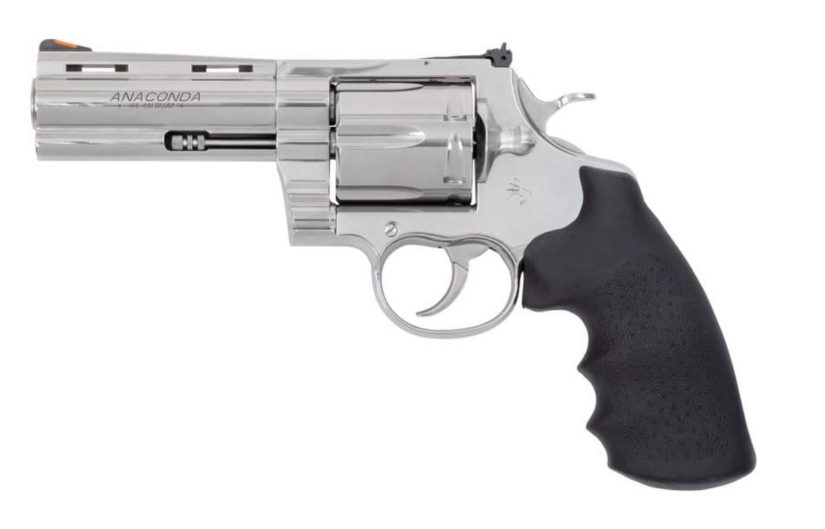 Colt Anaconda 44 Magnum Revolver w/ Black Hogue Finger Grip - 4.25" Barrel