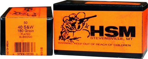 HSM Ammo Subsonic 40 S&W 180gr Lead Flat Nose Pistol Ammo - Box or Case