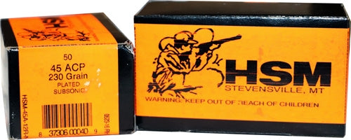 HSM Ammo Subsonic 45 ACP 230gr Lead RN 50 Rd - Box or Case