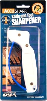 Accusharp 001C Knife Sharpener - Tungsten Carbide Blades - White