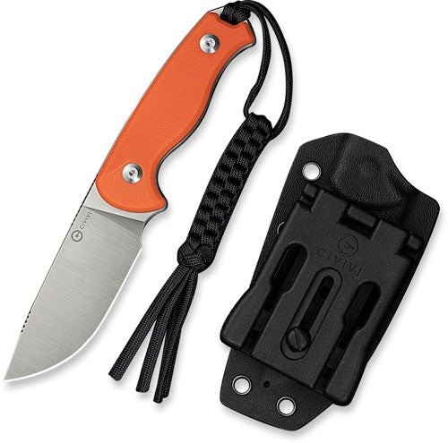 Civivi Knives Timberbark 3.2" Fixed Drop Point Plain Satin 14C28N - Orange G10