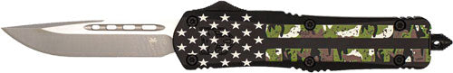 CobraTec Knives FS-3 Medium 3" OTF D2 Steel Drop Point - American Flag Camo Aluminum