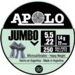Apolo Pellets Jumbo .22 Cal 22gr Pointed Air Rifle Pellets - 250 ct