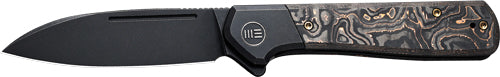 WE Knife Soothsayer 3.48" CPM-20CV Black Stonewashed Folding Frame Lock Flipper Knife - Black Titanium/Copper Foil Carbon Fiber