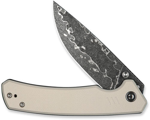 Civivi Knives Merit 3.28" Folding Drop Point Plain Damascus - Ivory G10 Handle