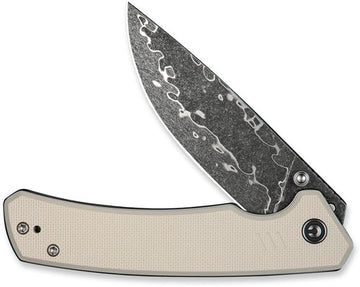 Civivi Knives Merit 3.28" Folding Drop Point Plain Damascus - Ivory G10 Handle