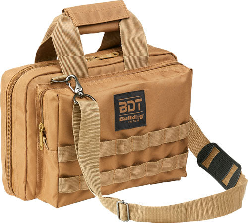 Bulldog Deluxe 2 Pistol Range Bag Tan Heavy-Duty Nylon w/ MOLLE
