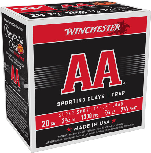 Winchester Ammo AA Super Sport 20 Gauge 2.75" 7/8 oz #7.5 Shot 1300 fps 250 Rd Case