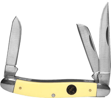 American Buffalo Knife & Tool Roper Pecos Stockman 2.5" 3-Blade Liner Lock Folding Pocket Knife - Cream