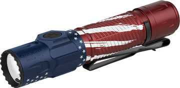 Olight Warrior Ultra 2500 Lumen Rechargeable Tactical LED Flashlight - Stars & Stripes Edition