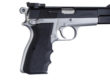 Hogue 09000 Rubber Grip  Black with Finger Grooves for Browning Hi-Power