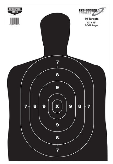 Birchwood Casey EZE-Scorer BC-27 Silhouette 12"x18" 10-Pack Paper Target