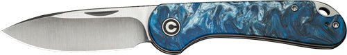 Civivi Knives Elementum Slip Joint 2.96" 14C28N Satin Drop Point Folding Pocket Knife - Blue Ocean Resin