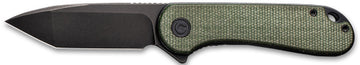 Civivi Knives Elementum 2.96" Plain Tanto D2 Black Stonewashed - Green Micarta Liner Lock Flipper