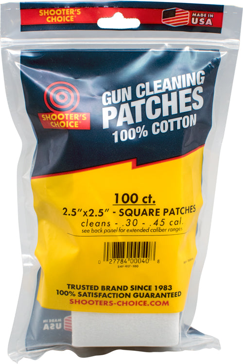 Shooters Choice Cotton Square Cleaning Patches .30/.45 Cal 2.5" 100-Pack