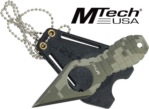 Master Cutlery Mtech 2.25" Spear Point Fixed Blade Neck Knife - Stonewash