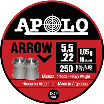 Apolo Pellets Arrow .22 Cal 16gr Pointed Air Rifle Pellets - 250 ct