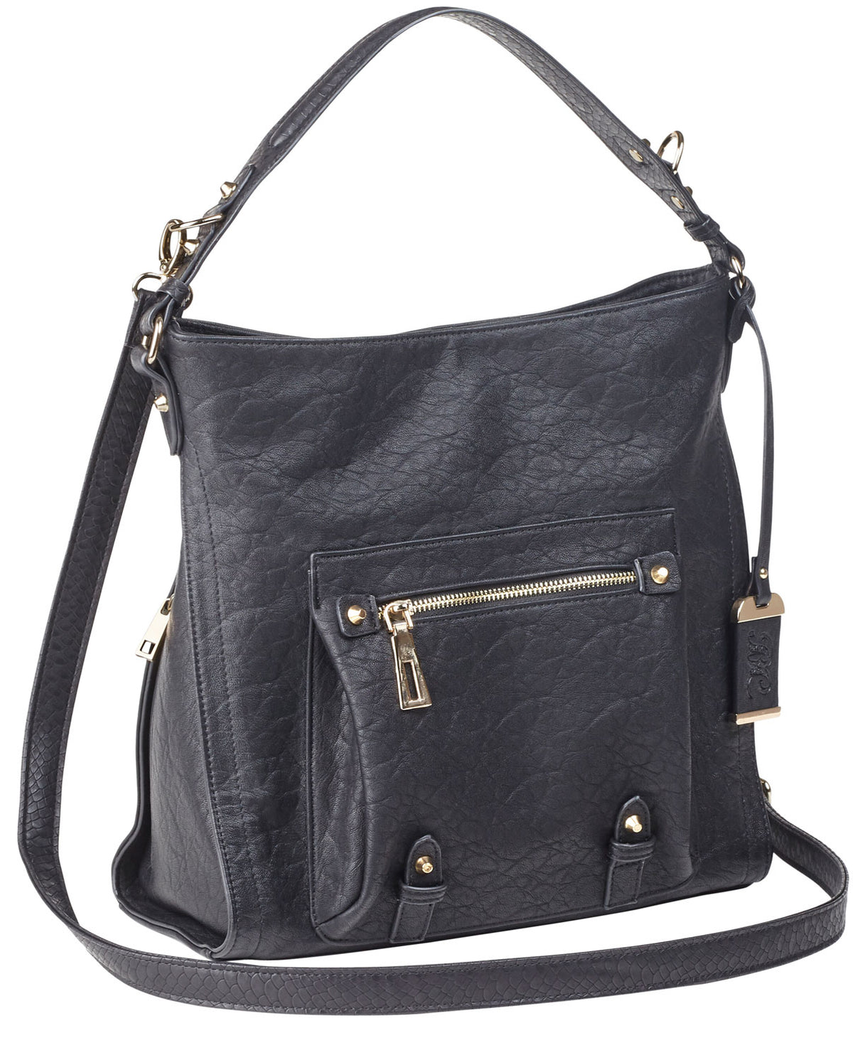 Bulldog Hobo Anna Black Leather Concealed Carry Purse - Right Hand, Fits Most Small Autos & Revolvers