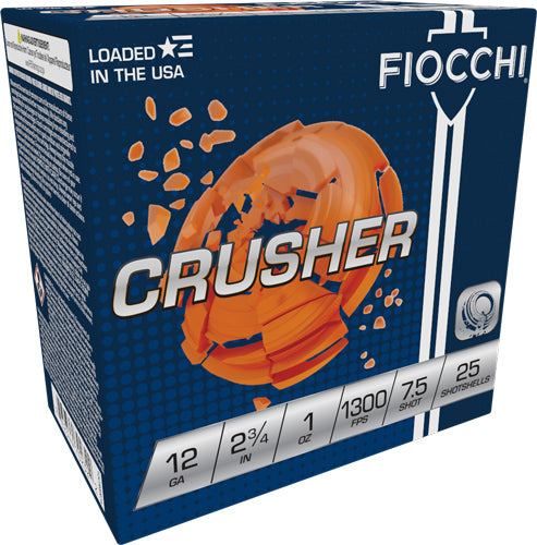 Fiocchi Crusher 12 Gauge 2.75" 1oz #7.5 Lead Shot 1300 fps - 250 Rd Case