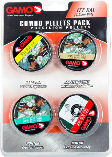 Gamo .177 Cal Pellet Combo Pack - 1000 ct (Match, Hunter, Master Point, Magnum)