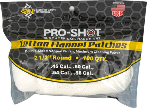 Pro-Shot Cotton Flannel Cleaning Patches .45-58 Cal 2.5 in Round 100-Count
