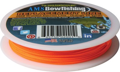 AMS Bowfishing Replacement Line 200 lb 25 yd Dacron - Orange