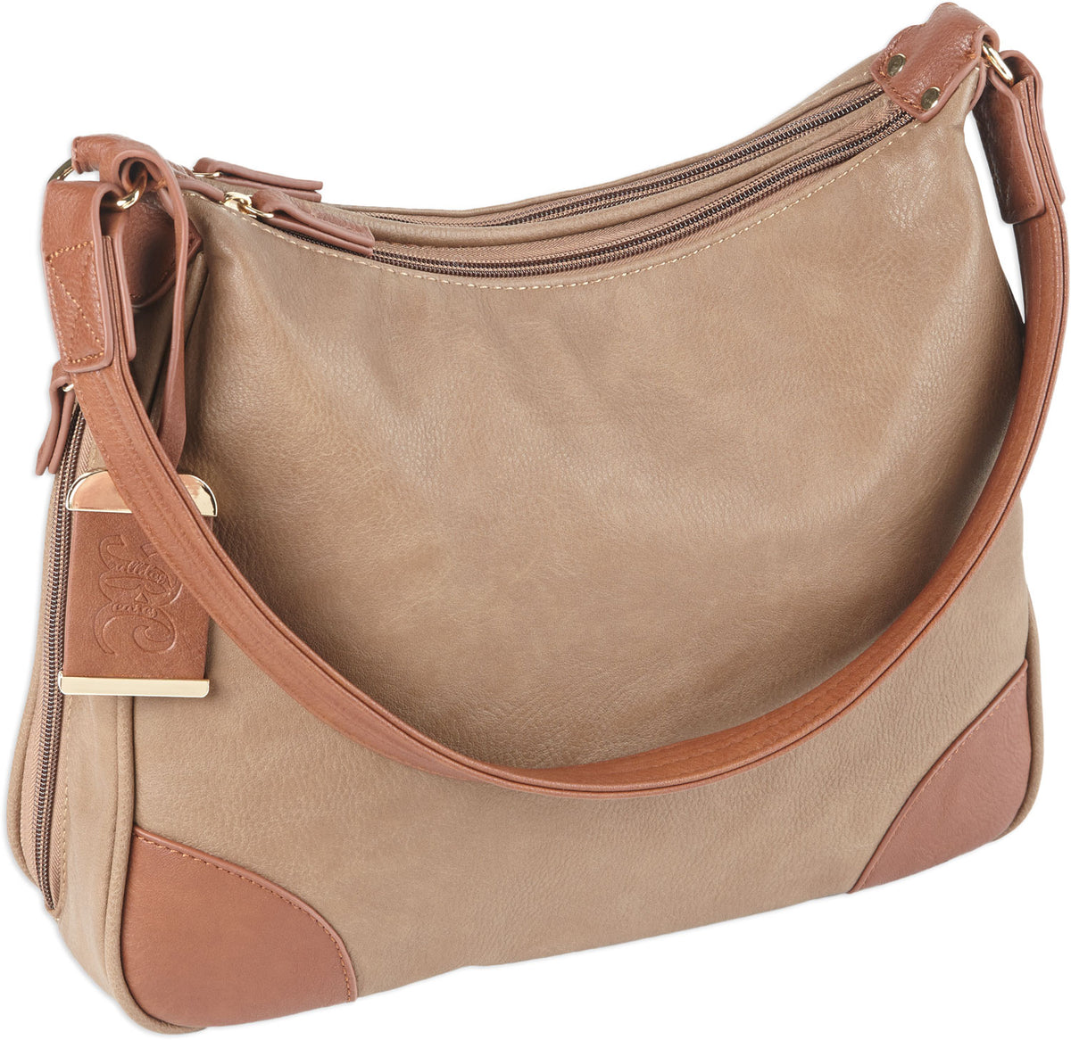Bulldog BDP014 Hobo Style Concealed Carry Purse Taupe/Tan Leather