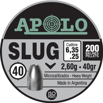 Apolo Pellets Slug .25 Cal 40gr Airgun Pellets - 200 ct