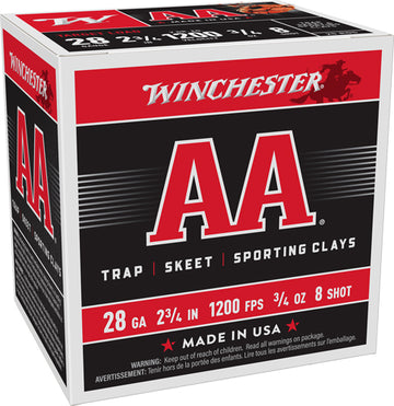 Winchester Ammunition AA 28 Gauge 2.75" 3/4 oz #8 Shot 1200 fps - 250 Rd Case