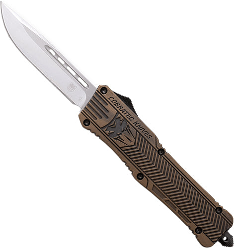 CobraTec Knives CTK-1 Medium 3" OTF D2 Steel Drop Point Bronze Cerakote Aluminum Handle
