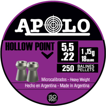 Apolo Pellets Hollow Point .22 Cal 5.5mm 18gr 250 ct