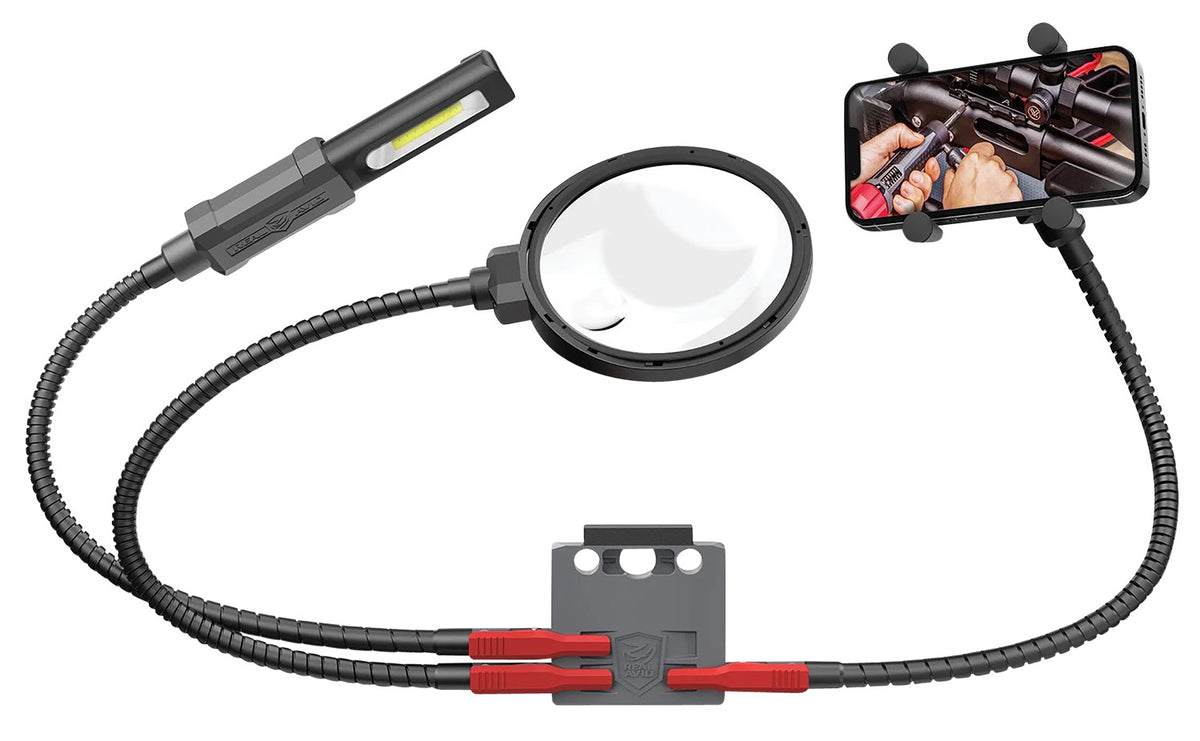 Real Avid Smart-Assist Accessory System - 180 Lumen Work Light, 5" Magnifier & Phone Holder