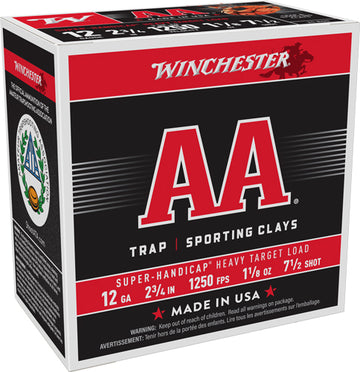 Winchester Ammo AA Super-Handicap Heavy Target 12 Gauge 2.75" 1-1/8oz #7.5 Shot 1250 fps - 250 Rd Case
