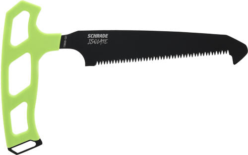 Schrade Isolate Large Bone Saw 5" SK5 Black Oxide Fixed Blade Saw - Green TPR Handle