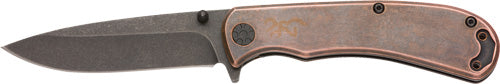 Browning Rivet Folder 3" D2 Black Stonewash Drop Point Copper Handle